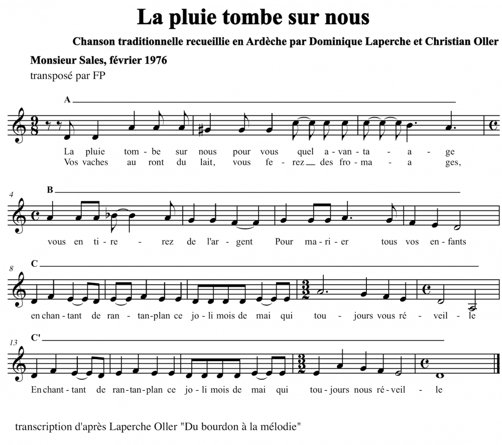 Exemple musical 2 "La pluie tombe sur nous" forme (François Picard)