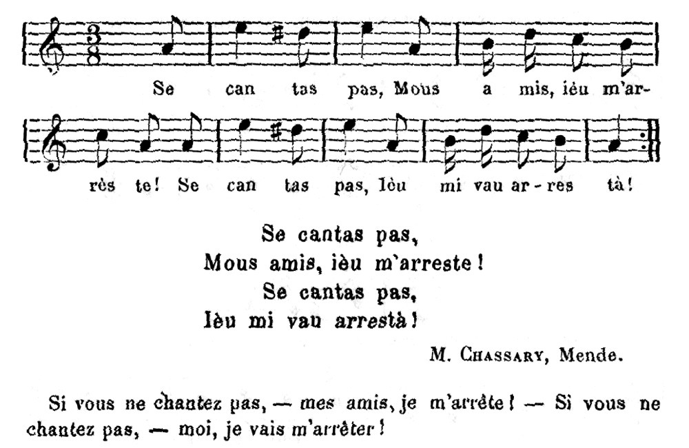 Exemple musical 9 « Se cantas pas » Languedoc 2 p. 6