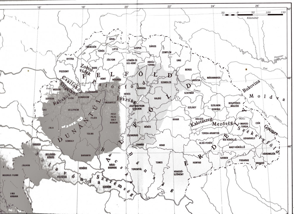 Carte tirée de VARGYAS Lajos, 2002, Magyarsàg nèpzenèje, 2e ed., Budapest : Jelenlèvő Mùlt.